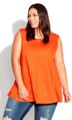 Avenue Orange Fit N Flare Tank
