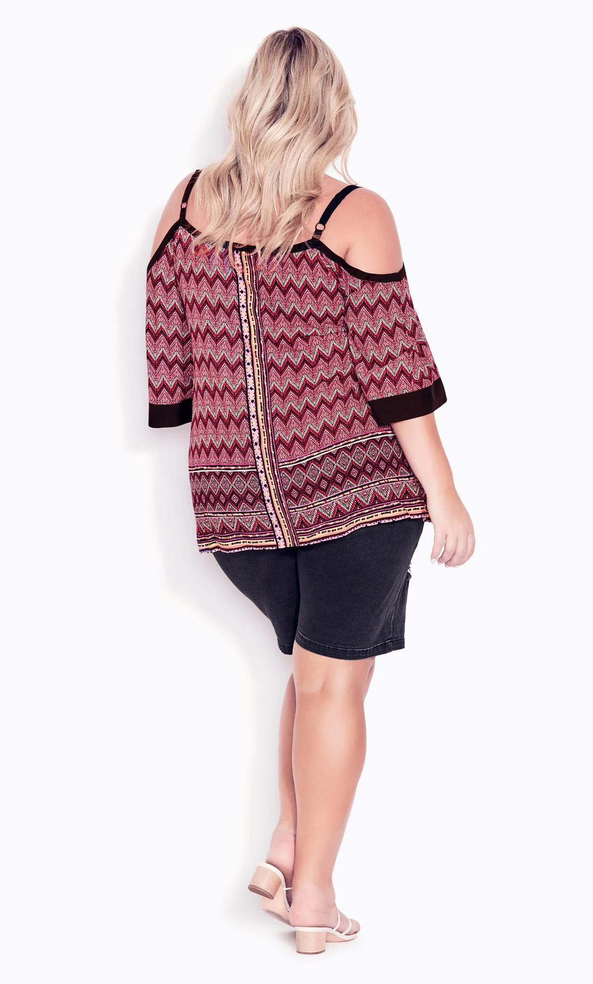 Avenue Black & Red Tribal Cold Shoulder Vest Top 4 Avenue Black & Red Tribal Cold Shoulder Vest Top - Image 4