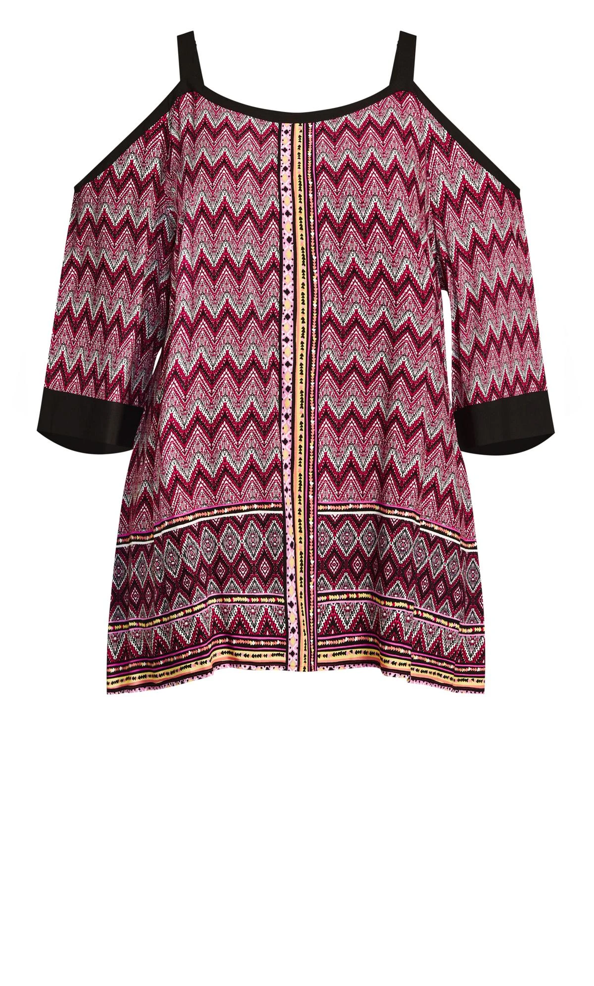 Avenue Black & Red Tribal Cold Shoulder Vest Top 5 Avenue Black & Red Tribal Cold Shoulder Vest Top - Image 5