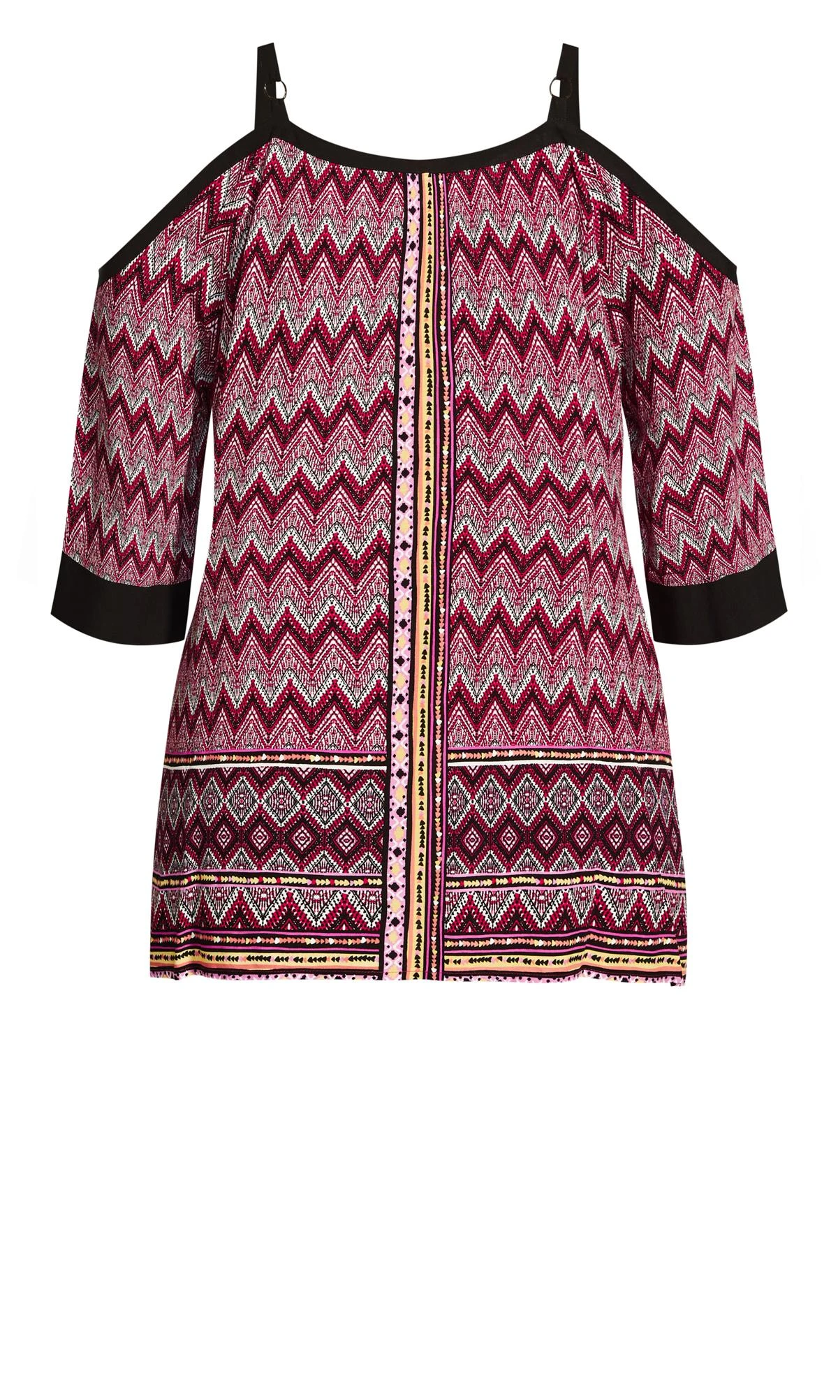 Avenue Black & Red Tribal Cold Shoulder Vest Top 6 Avenue Black & Red Tribal Cold Shoulder Vest Top - Image 6