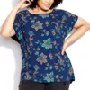 Avenue Blue Mixed Media Print Top