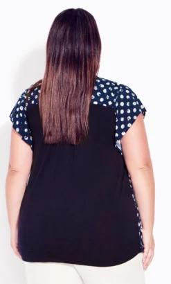 Avenue Evans Navy Blue Polka Dot Print V-Neck Blouse -Bold Fit Store 214279BATIKSPOTMIX 2