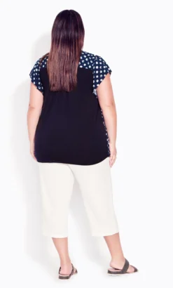 Avenue Evans Navy Blue Polka Dot Print V-Neck Blouse -Bold Fit Store 214279BATIKSPOTMIX 4