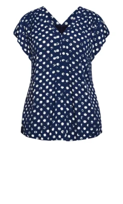 Avenue Evans Navy Blue Polka Dot Print V-Neck Blouse -Bold Fit Store 214279BATIKSPOTMIX 7