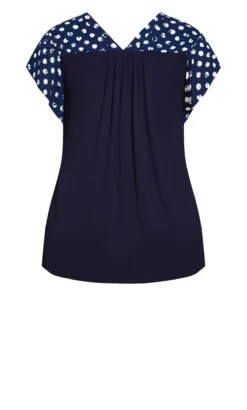 Avenue Evans Navy Blue Polka Dot Print V-Neck Blouse -Bold Fit Store 214279BATIKSPOTMIX 8