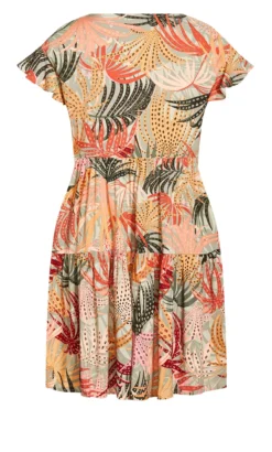 Evans Green Palm Print Tiered Dress -Bold Fit Store 214288PRIMROSEPATH 4