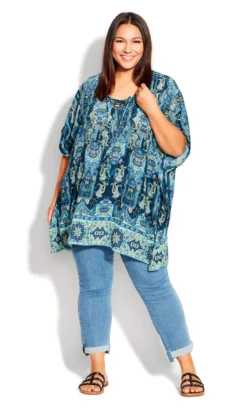 Avenue Navy Tie Detail Poncho 8 Avenue Navy Tie Detail Poncho -Bold Fit Store 214329PAISLEYPLUNGEBORDE 3