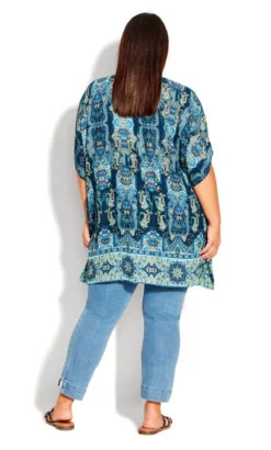 Avenue Navy Tie Detail Poncho 9 Avenue Navy Tie Detail Poncho -Bold Fit Store 214329PAISLEYPLUNGEBORDE 4