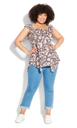 Avenue Evans Pink Butterfly Print Vest Top