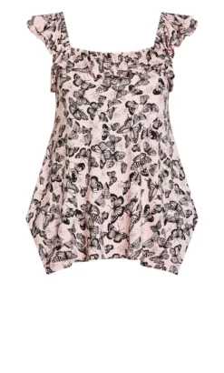 Avenue Evans Pink Butterfly Print Vest Top -Bold Fit Store 214353BLUSHBUTTERFLY 5