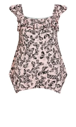 Avenue Evans Pink Butterfly Print Vest Top -Bold Fit Store 214353BLUSHBUTTERFLY 6