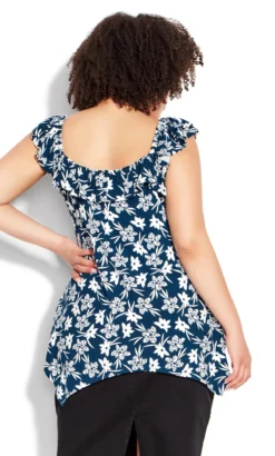 Avenue Navy Floral Hanky Hem Top 8 Avenue Navy Floral Hanky Hem Top -Bold Fit Store 214353FREESIAFLORAL 3