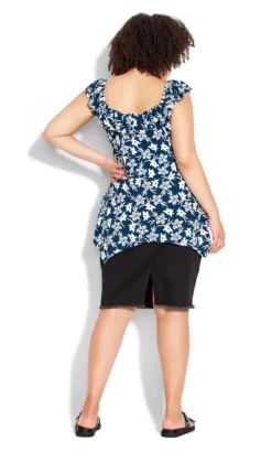 Avenue Navy Floral Hanky Hem Top 9 Avenue Navy Floral Hanky Hem Top -Bold Fit Store 214353FREESIAFLORAL 4