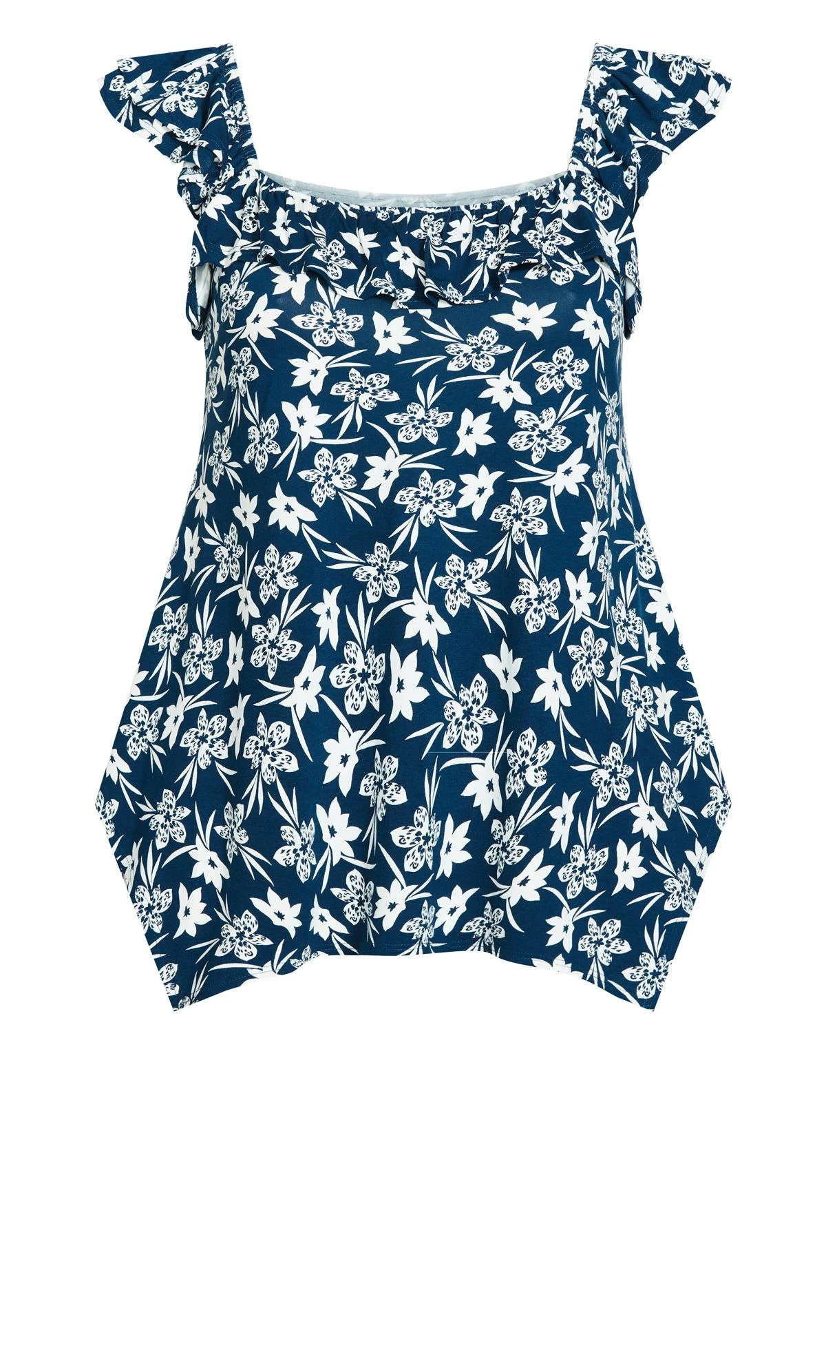 Avenue Navy Floral Hanky Hem Top 5 Avenue Navy Floral Hanky Hem Top - Image 5