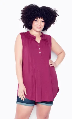 Avenue Purple Button Vest Top