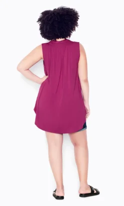 Avenue Purple Button Vest Top -Bold Fit Store 214354VIVIDVIOLA 4