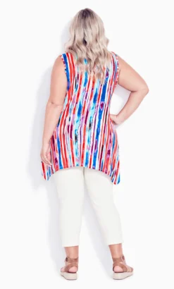 Avenue Pink V Neck Swing Print Tank -Bold Fit Store 214357MOSAIC 4