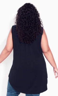 Avenue Black Half Placket Vest Top -Bold Fit Store 214392BLACK 3