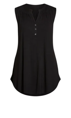 Avenue Black Half Placket Vest Top -Bold Fit Store 214392BLACK 5