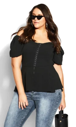 City Chic Black Quirky Top
