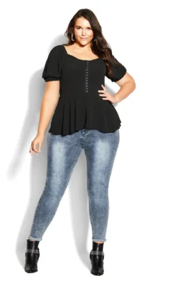 City Chic Black Quirky Top -Bold Fit Store 214426BLACK 3