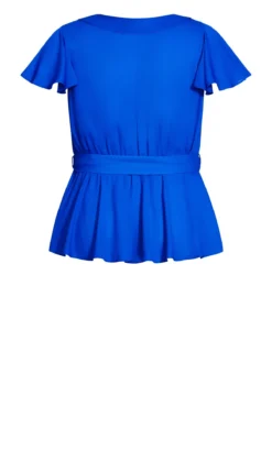 City Chic Cobalt Blue Frill Wrap Top -Bold Fit Store 214428COBALT 6
