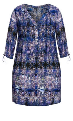 Avenue Evans Navy Woven Border Shirt Dress -Bold Fit Store 214486MOODYMOMENTBORDER 3