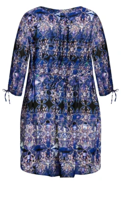 Avenue Evans Navy Woven Border Shirt Dress -Bold Fit Store 214486MOODYMOMENTBORDER 4