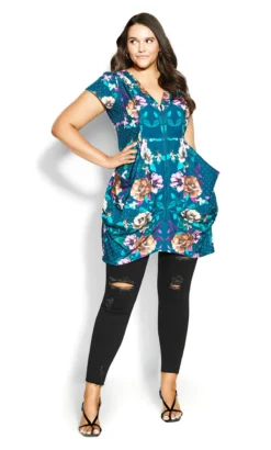 City Chic Blue Olivia Tunic -Bold Fit Store 214657MARINEMIRRORFRFL 4