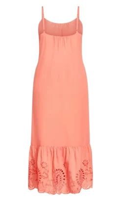 City Chic Coral Orange Crochet Trim Midi Dress -Bold Fit Store 214684PEACH 5