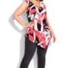 Avenue Pink Retro Print Hanky Hem Vest Top