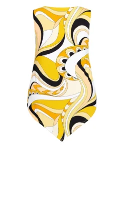 Avenue Yellow Swirl Hanky Hem Vest Top -Bold Fit Store 214733SUNSHINESWIRL 6