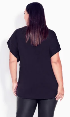 Avenue Black & Pink Floral Print Chiffon Blouse -Bold Fit Store 214735BLUSHPATCHFLORAL 2