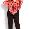 Avenue Red Mixed Print Ruffle Blouse