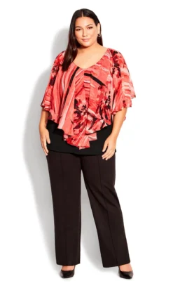 Avenue Red Mixed Print Ruffle Blouse -Bold Fit Store 214737CORALMARINAFLORAL 4