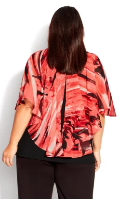 Avenue Red Mixed Print Ruffle Blouse -Bold Fit Store 214737CORALMARINAFLORAL 5