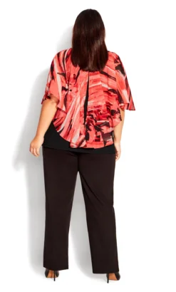Avenue Red Mixed Print Ruffle Blouse -Bold Fit Store 214737CORALMARINAFLORAL 6