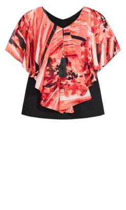 Avenue Red Mixed Print Ruffle Blouse -Bold Fit Store 214737CORALMARINAFLORAL 7