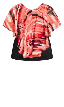 Avenue Red Mixed Print Ruffle Blouse -Bold Fit Store 214737CORALMARINAFLORAL 8