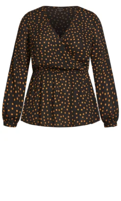 City Chic Black & Brown Polka Dot Wrap Peplum Top 10 City Chic Black & Brown Polka Dot Wrap Peplum Top -Bold Fit Store 214771BLKCARAMELSPOT 21