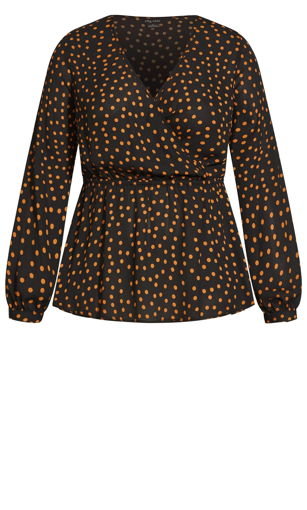 City Chic Black & Brown Polka Dot Wrap Peplum Top 5 City Chic Black & Brown Polka Dot Wrap Peplum Top - Image 5