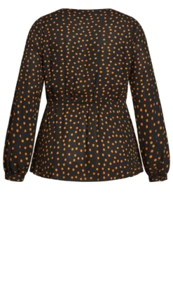 City Chic Black & Brown Polka Dot Wrap Peplum Top 11 City Chic Black & Brown Polka Dot Wrap Peplum Top -Bold Fit Store 214771BLKCARAMELSPOT 22