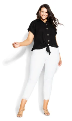 City Chic Black Button Explore Shirt