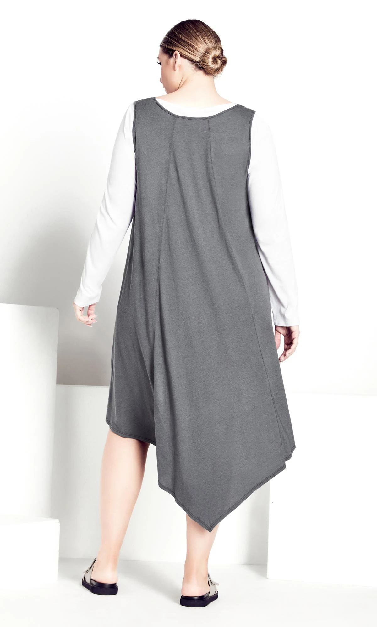 Avenue Isolde Roth Grey Plain Double Layer Dress 3 Avenue Isolde Roth Grey Plain Double Layer Dress - Image 3