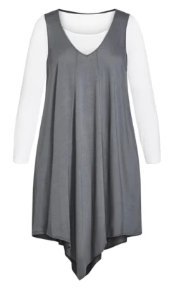 Avenue Isolde Roth Grey Plain Double Layer Dress 12 Avenue Isolde Roth Grey Plain Double Layer Dress -Bold Fit Store 214854GREYSLATE 4