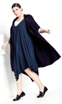 City Chic Isolde Roth Navy Plain Double Layer Dress -Bold Fit Store 214854NAVY 2
