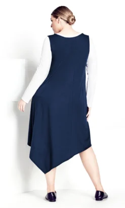 City Chic Isolde Roth Navy Plain Double Layer Dress -Bold Fit Store 214854NAVY 4