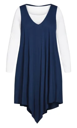 City Chic Isolde Roth Navy Plain Double Layer Dress -Bold Fit Store 214854NAVY 5