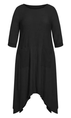 City Chic Isolde Roth Black Plain Pocket Dress -Bold Fit Store 214855BLACK 4