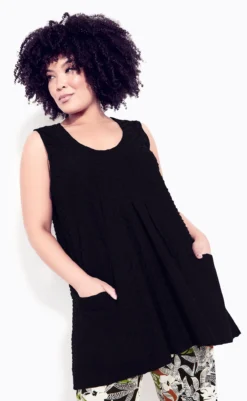 City Chic Zim & Zoe Black Malerie Textured Tunic